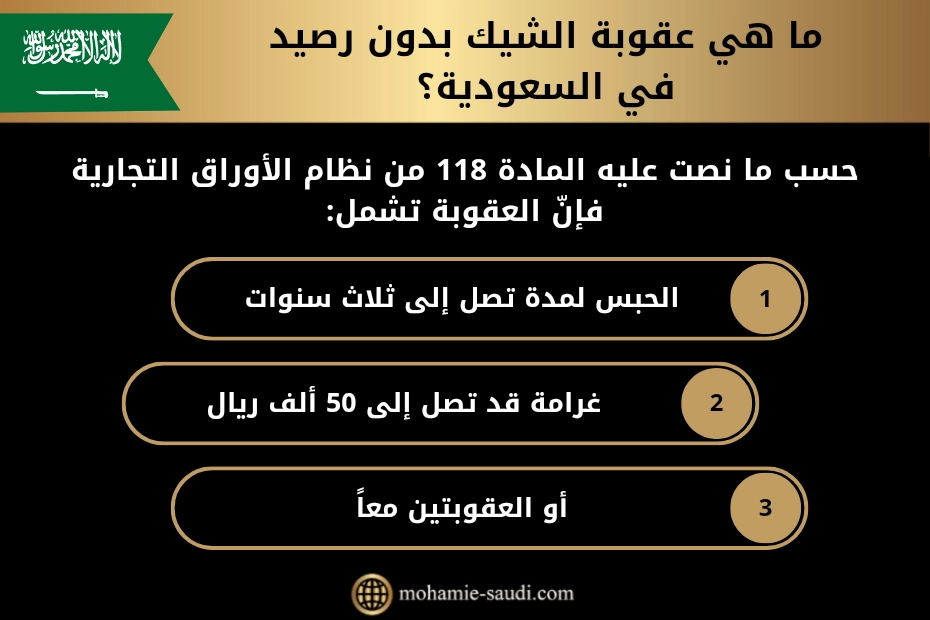 ما هي عقوبة الشيك بدون رصيد في السعودية