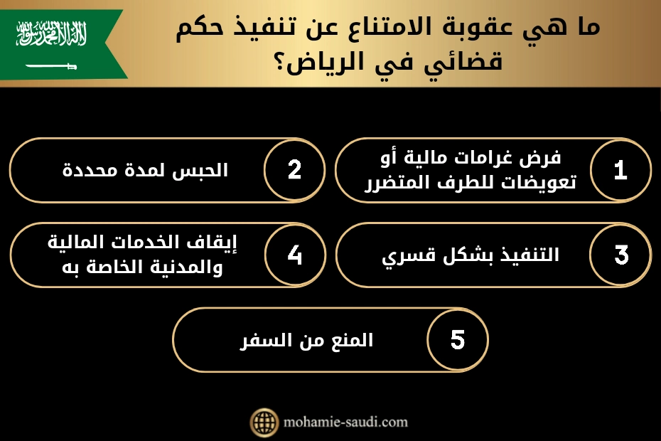 ما هي عقوبة الامتناع عن تنفيذ حكم قضائي في الرياض
