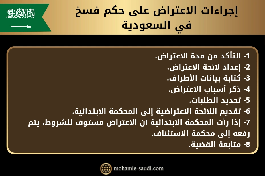 إجراءات الاعتراض على حكم فسخ في السعودية