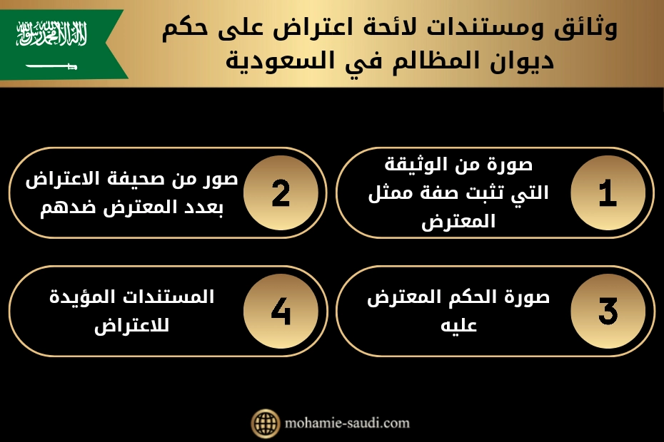 وثائق ومستندات لائحة اعتراض على حكم ديوان المظالم في السعودية